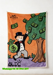 Monopoly Man Money Tree Hermès Flannel Sofa Throw Blanket IMG_5360